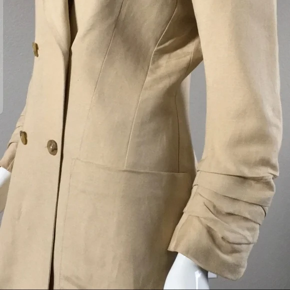 LINEN Blend ASTR Verona Blazer Dress Style # ADR95272 tan double breasted Sz: M - Picture 7 of 15